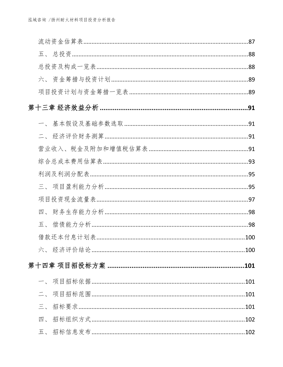 揚(yáng)州耐火材料項(xiàng)目投資分析報(bào)告(范文參考)